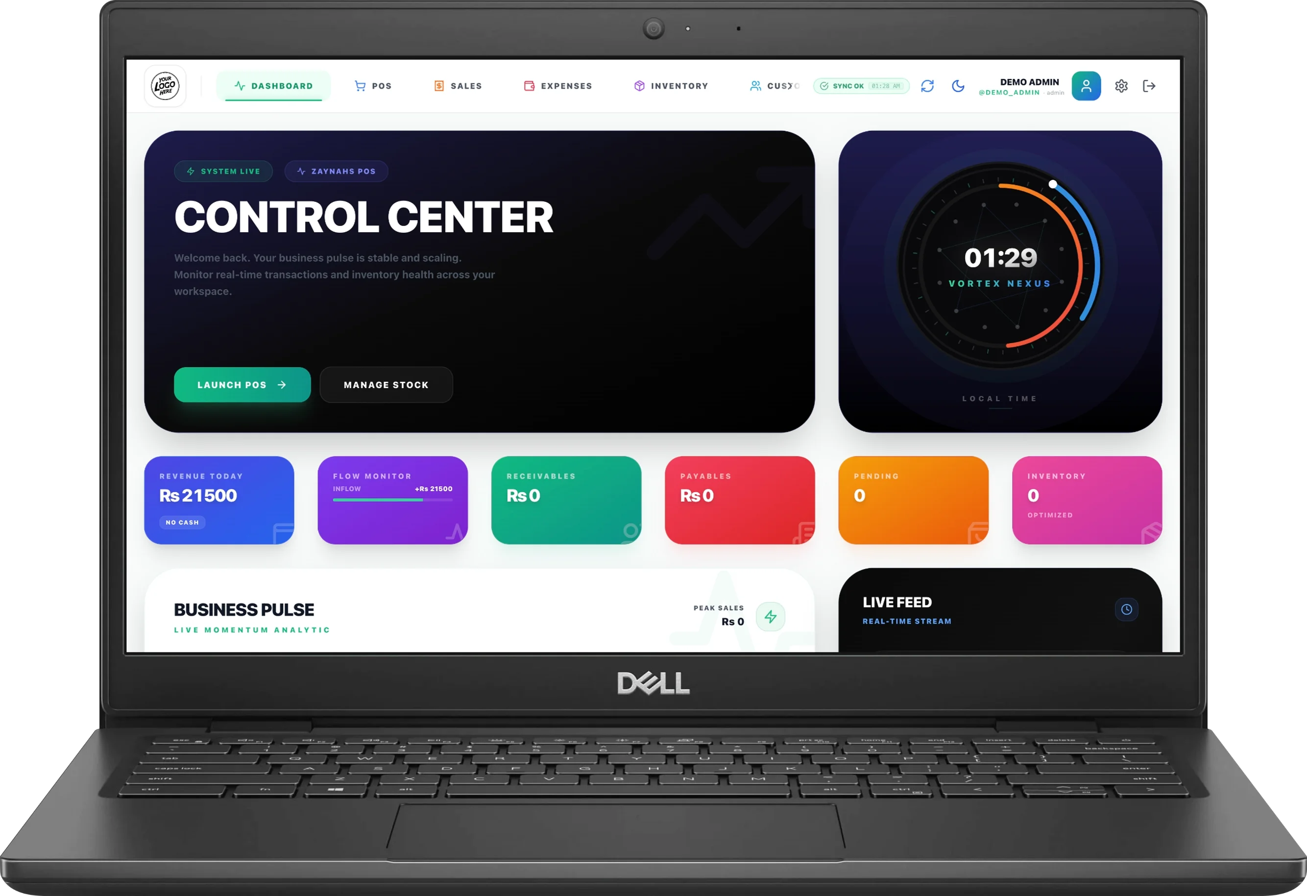 Screenshot showing Live Business Dashboard