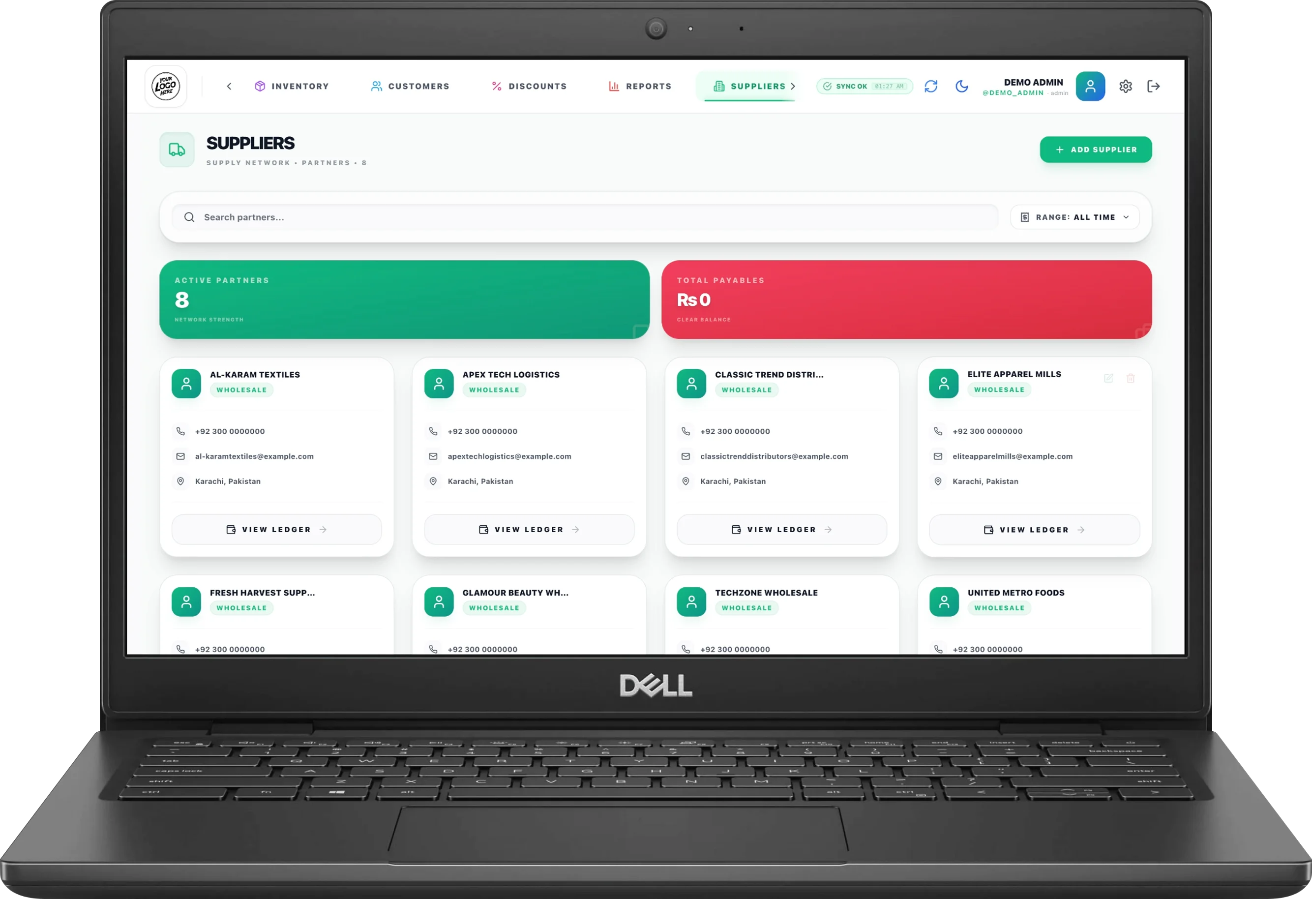 Screenshot showing Supplier Master Ledgers
