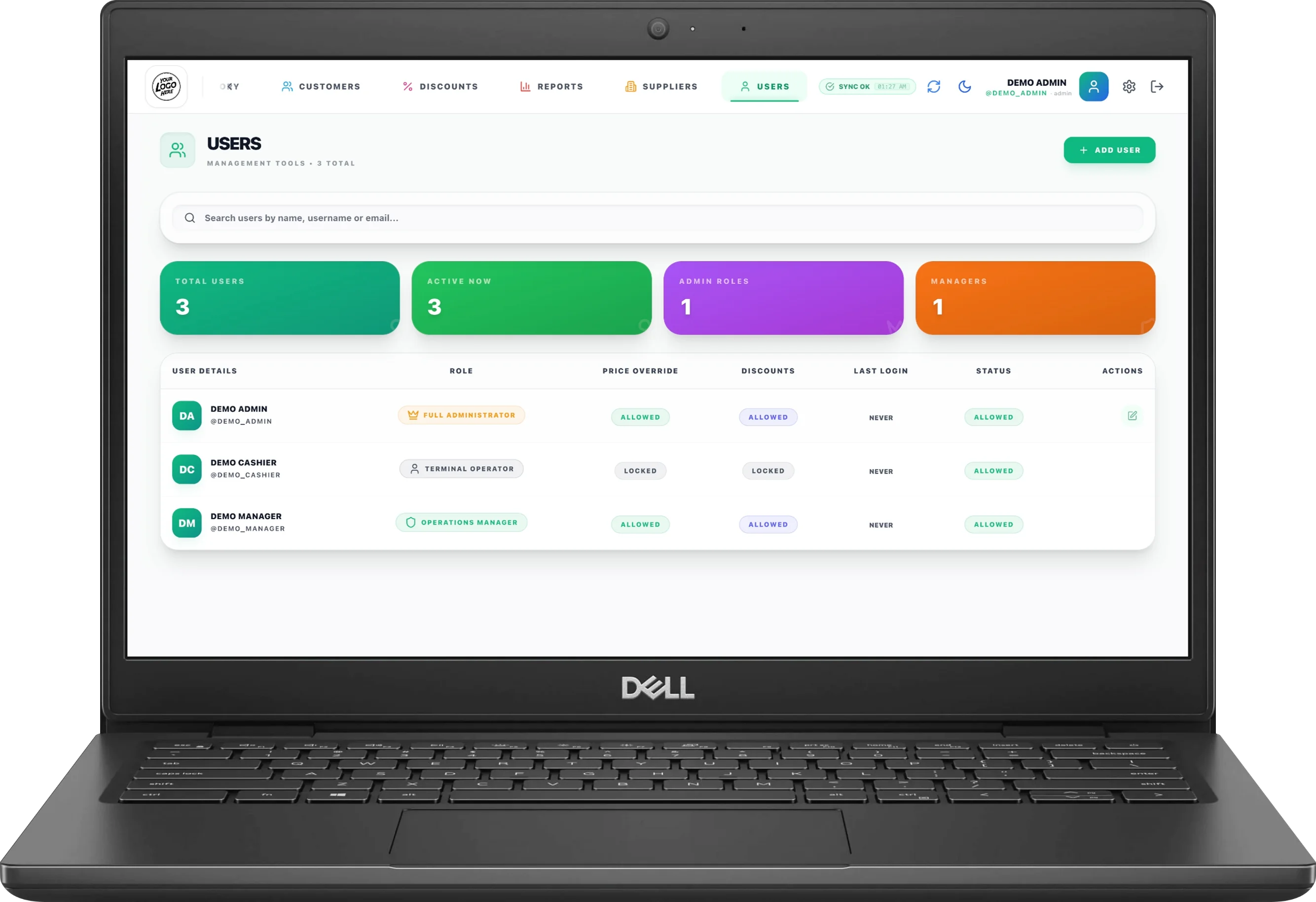 Screenshot showing Staff Roles & Security